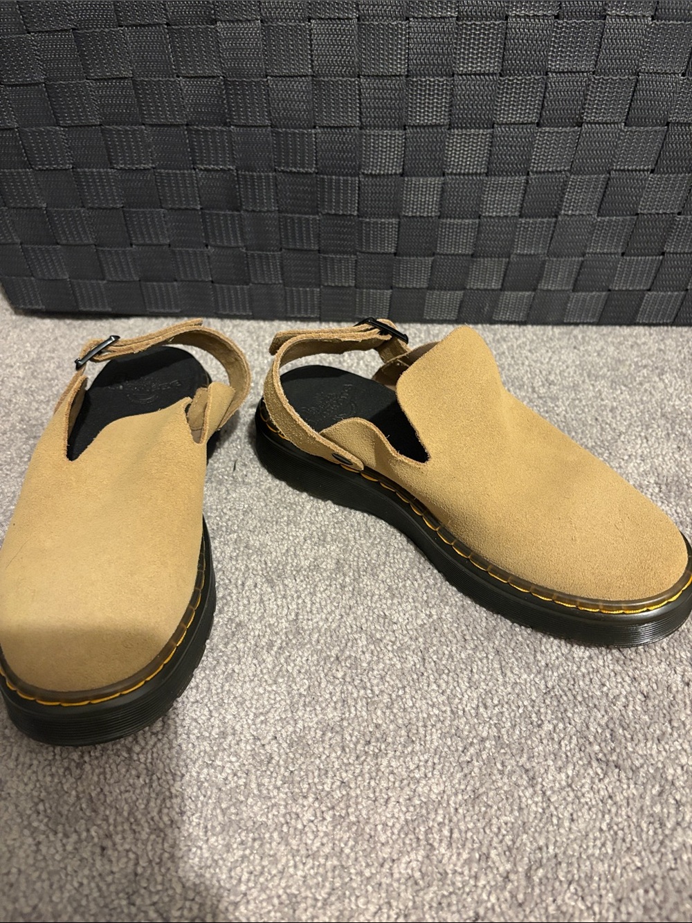 Dr. Martens Tan Suede Open-Back Slingback Sandals
